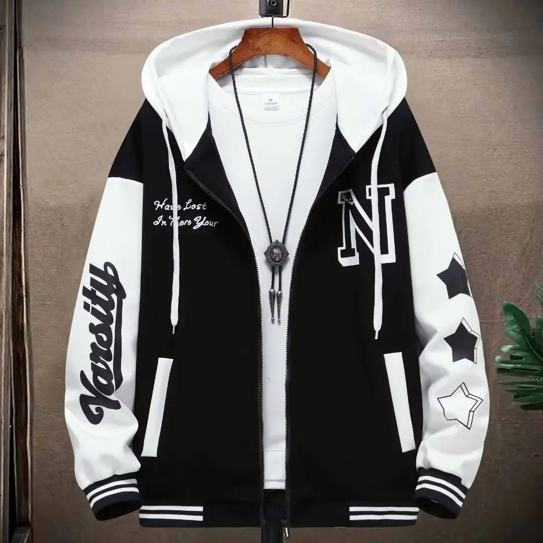 New Men's Hooded Pockets Cargo Jacket Men's Clothing Spring Autumn  Japanese Fashion Loose Male Coat Hooded Baseball Jersey New